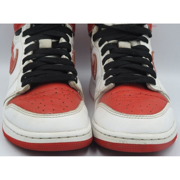 Nike Boys Air Jordan 1 Retro High OG White Red Lace-Up Sneaker Shoes Size 5Y - Picture 3 of 8